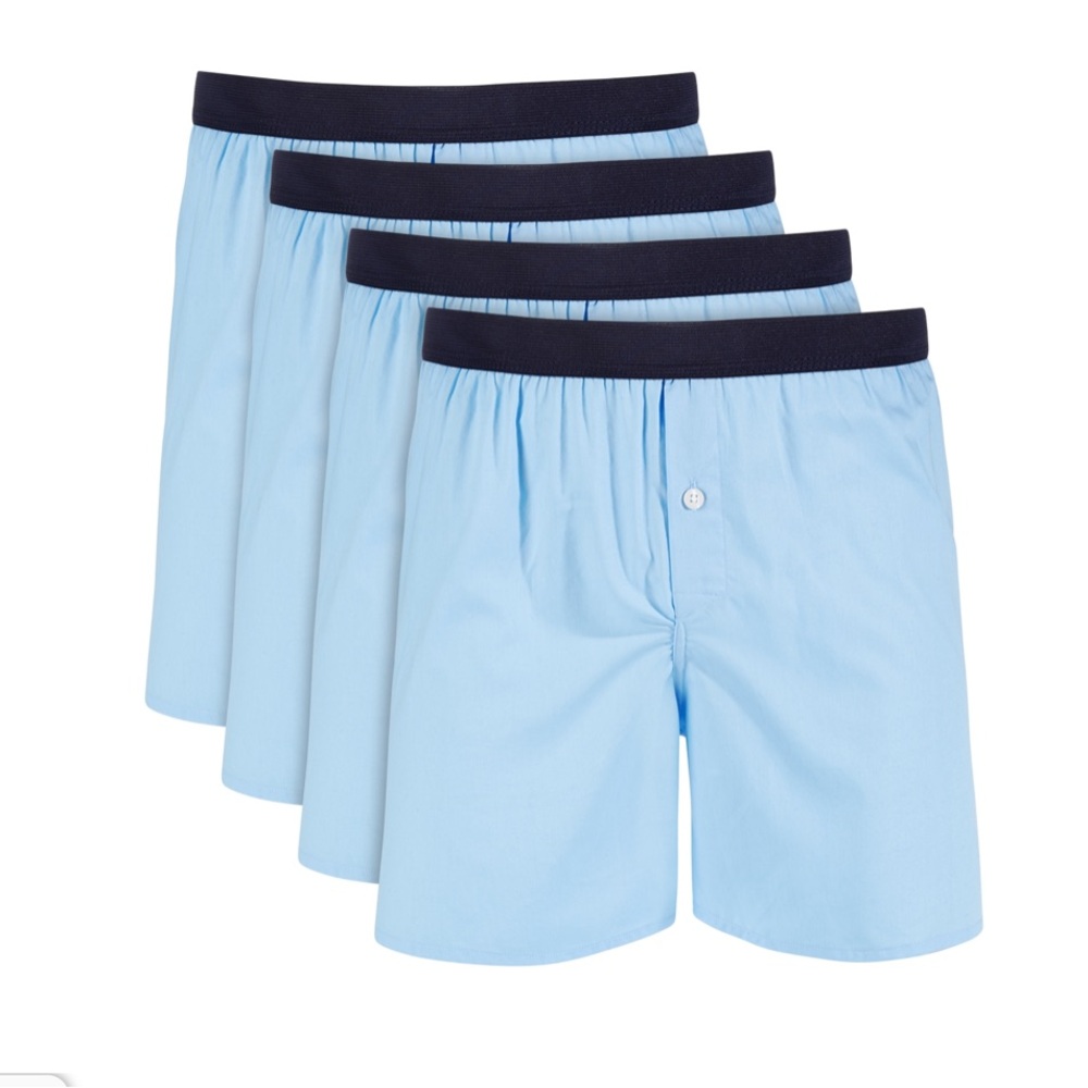New! Club Room Light Blue Woven Cotton Boxers, 4 Pack, Size Medium